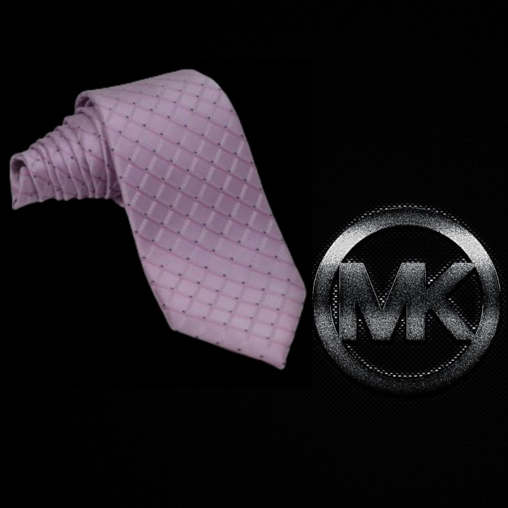 Michael Kors Lavender Purple Geometric Square Diamond 100% Silk Necktie Tie